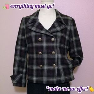 💜Beautiful Grey/Purple Wool Plaid Jacket